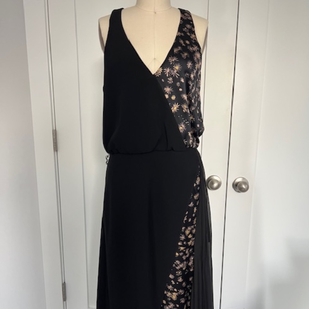 Cinq a Sept evening black and floral dress, size 4, NWOT